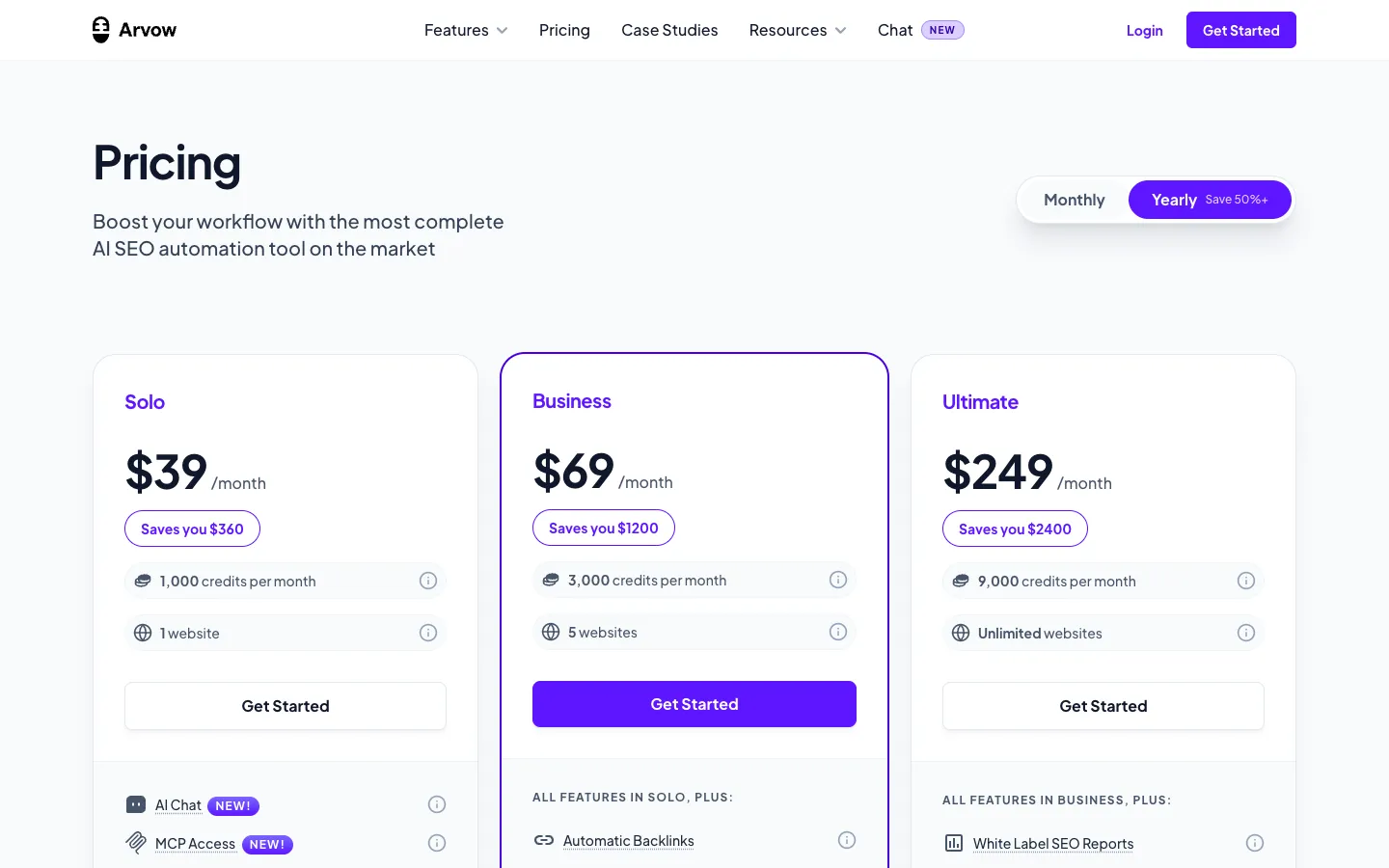 Arvow Official pricing and plan details