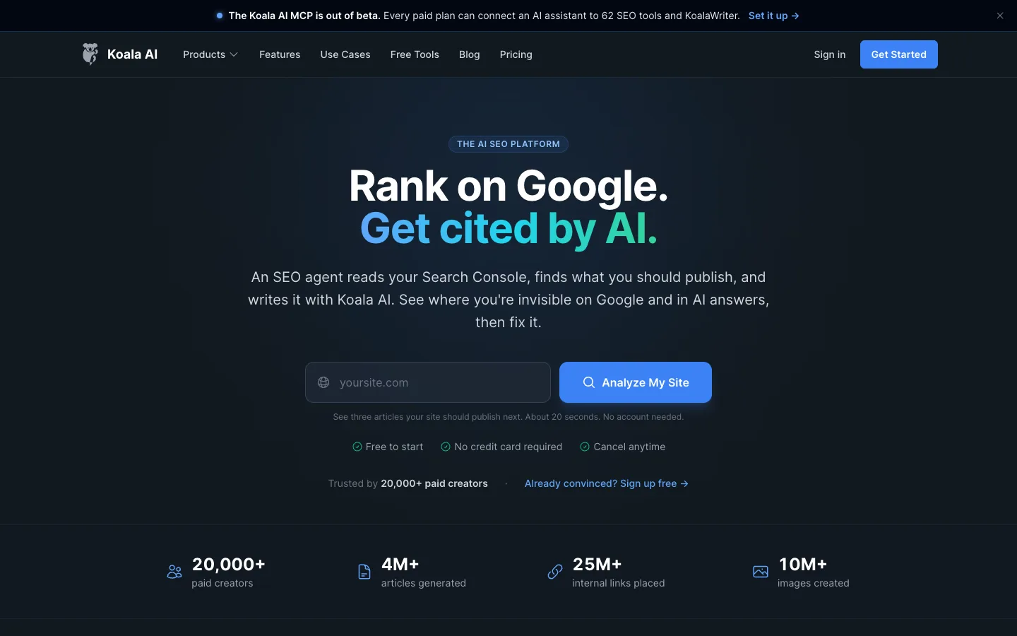 Koala AI official homepage, captured 2026-10-25