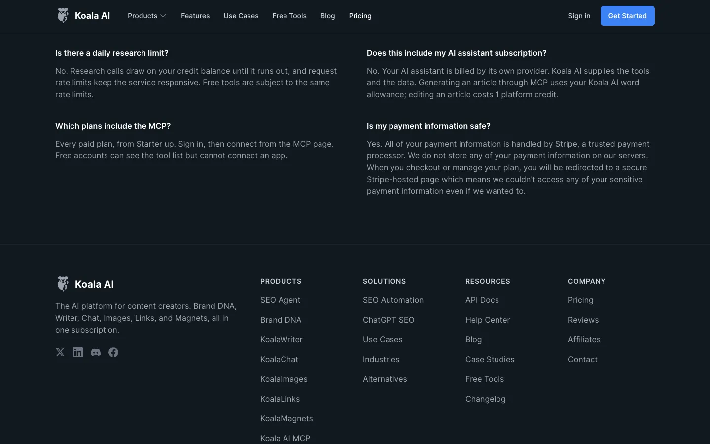 Koala AI Official pricing and plan details