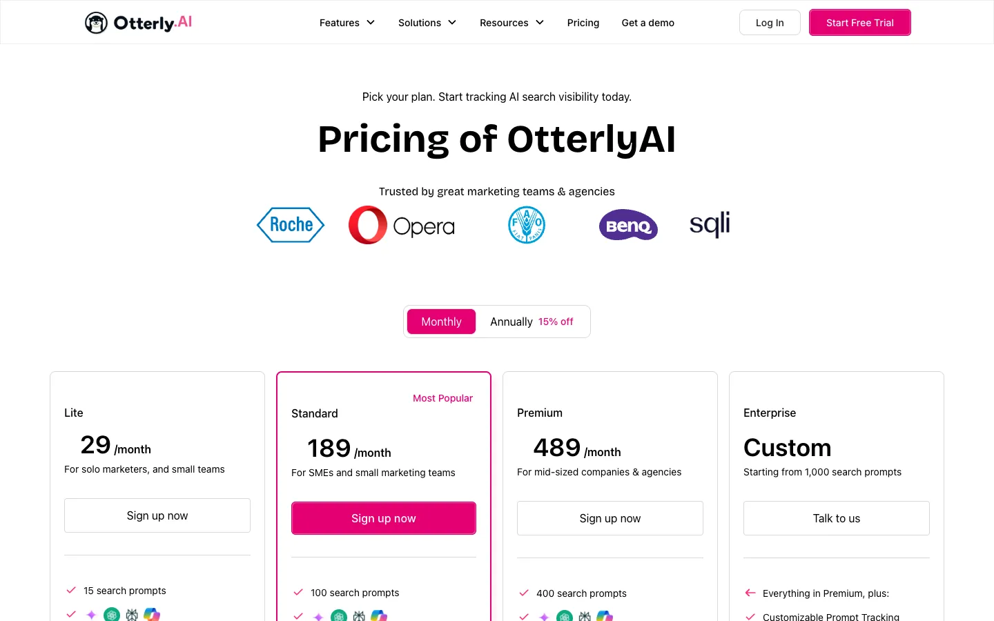 Otterly AI Official pricing and plan details