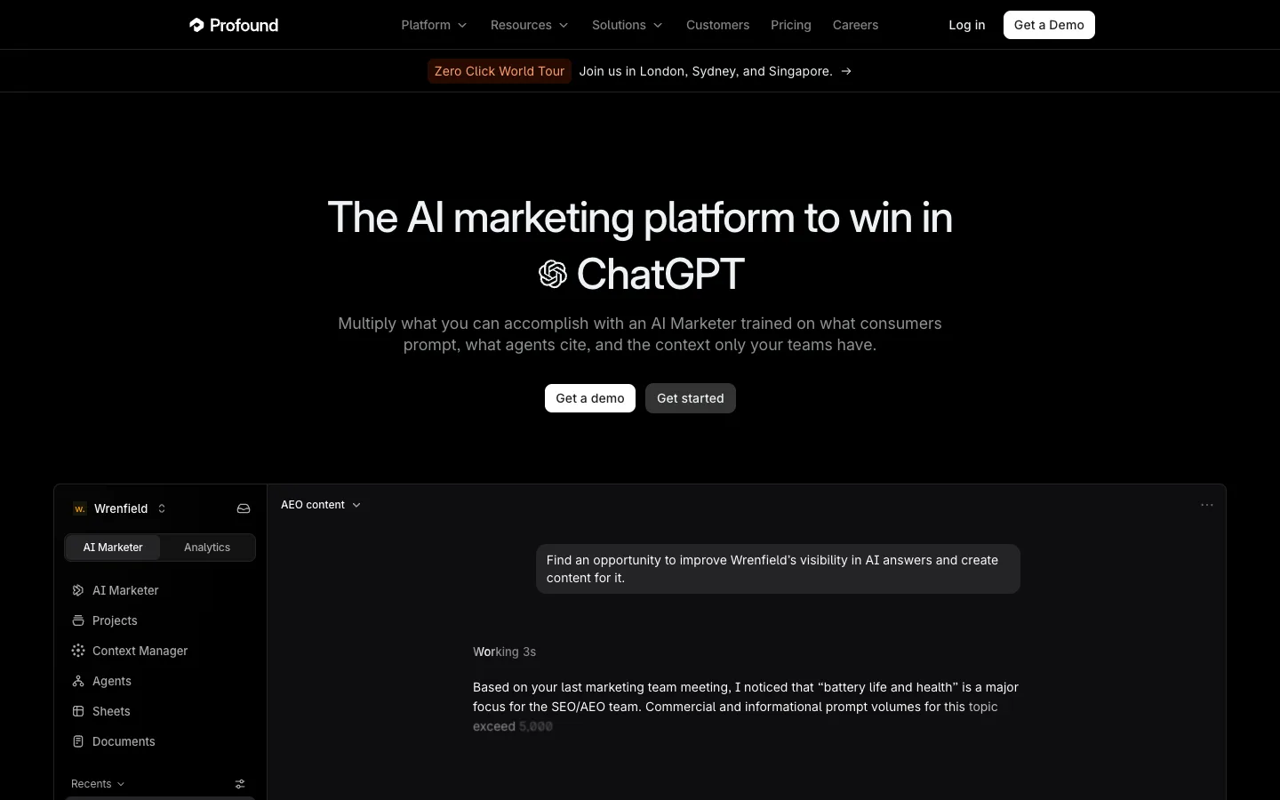 Profound official homepage, captured 2026-10-25