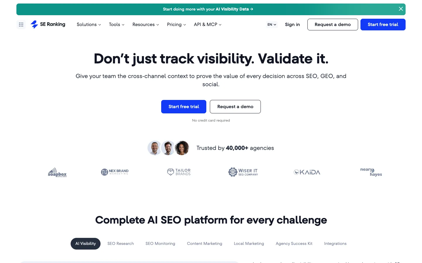 SE Ranking official homepage, captured 2026-10-25