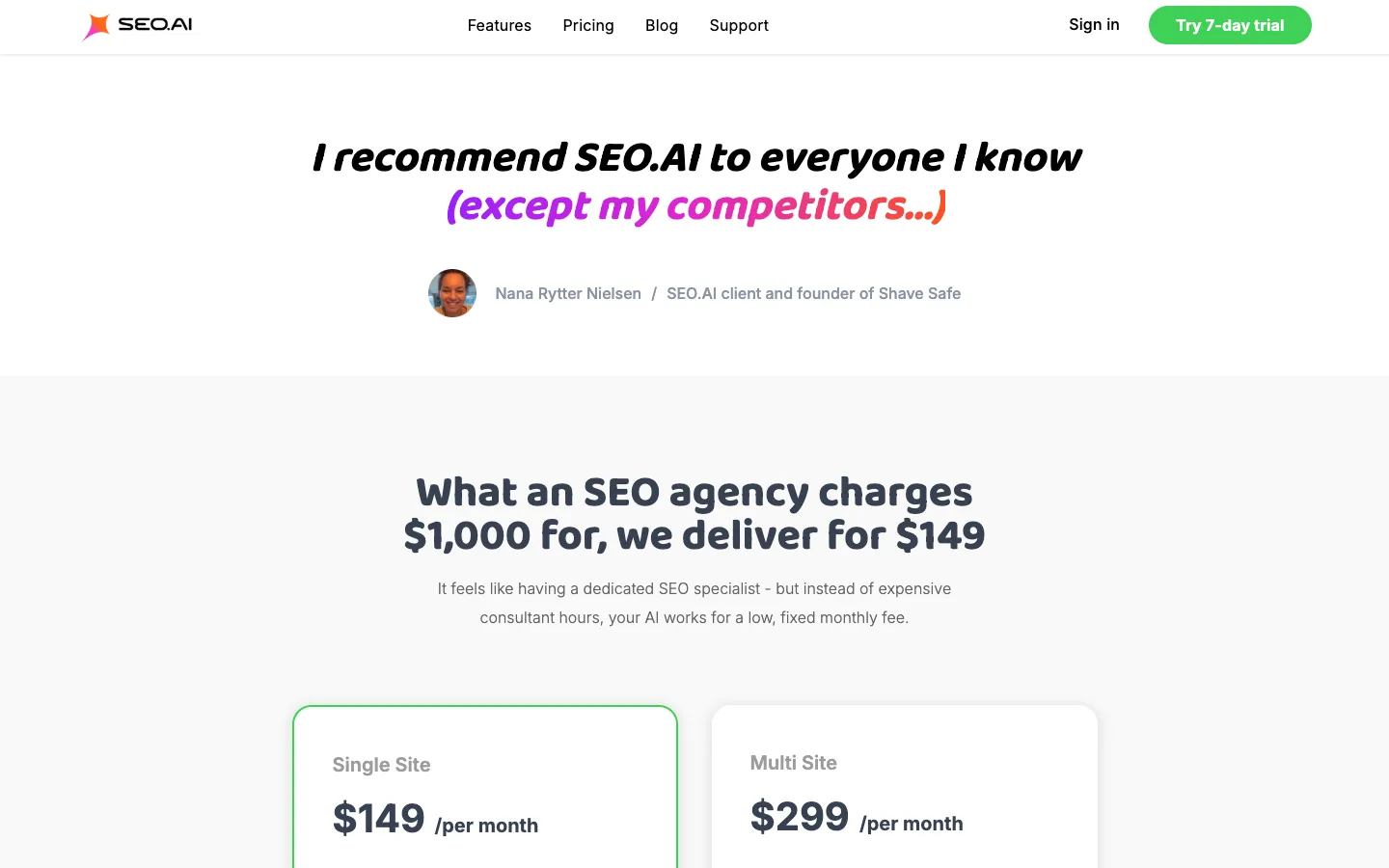 SEO.ai Official pricing and plan details