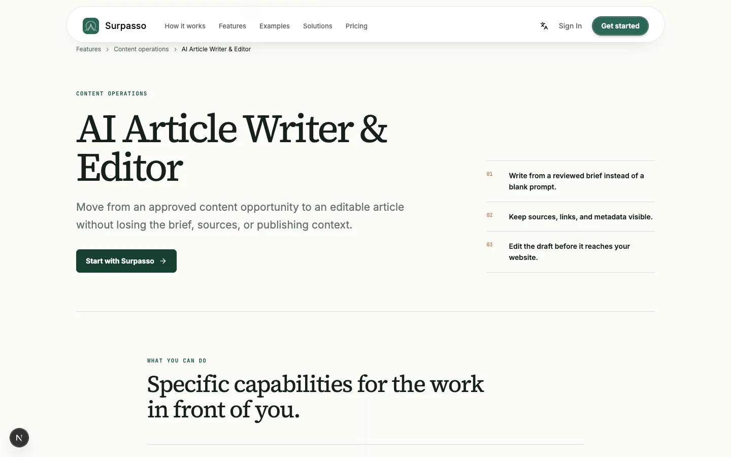 Surpasso Research-to-article workflow